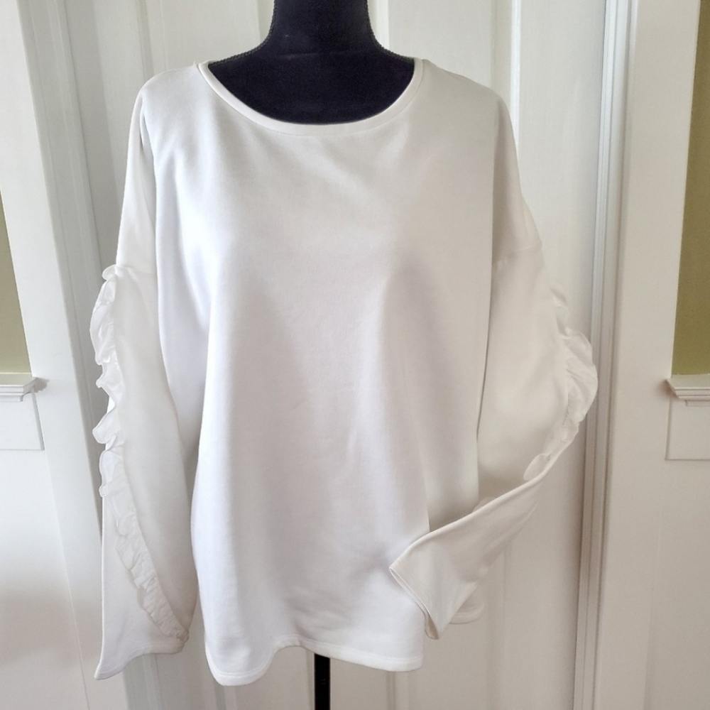 Lord & Taylor Ruffled statement sleeve sweatshirt - Picture 2 of 4
